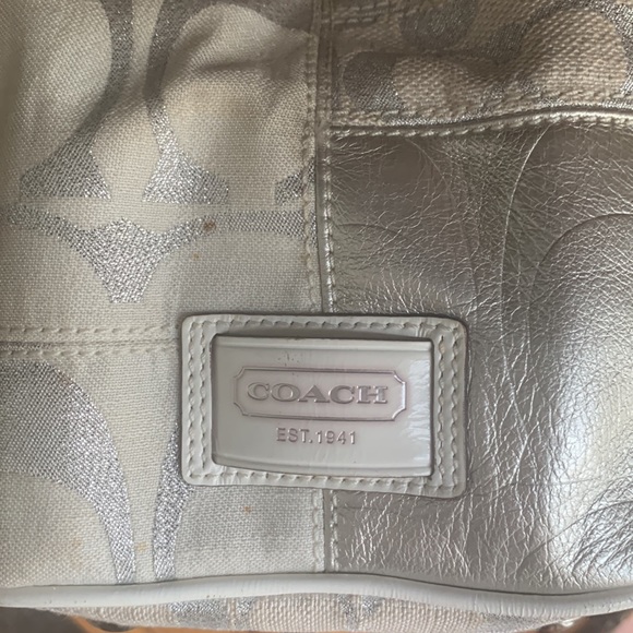 Coach Silver and White Bag Purse - Picture 5 of 12